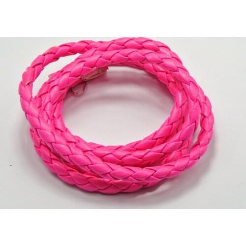 16.4 Feets Neon Hot-pink Round Braided Bolo Leatherette Jewelry Cord 6mm