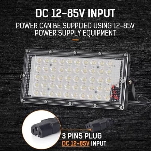 3 pinds plug DC12-85V LED flood light 50W perfect power colorful street light waterproof landscape lighting IP65 spotlight