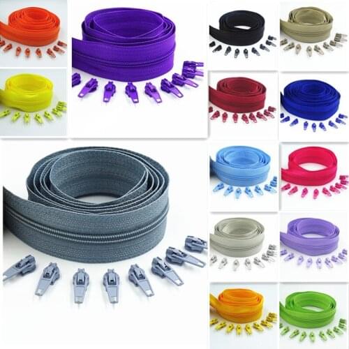 5 Meters (5.4Yard ) 3# 20 Colors Nylon Coil Zippers with 10pcs Auto lock Zipper Slider - Supplies for Tailor Sewing Crafts