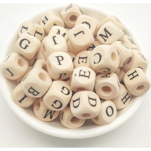 5bag of56PCS/BAG 10mm Square Letter Beads Natural Alphabet Wooden Beads For Jewelry Making Necklace Handmade Pacifier Chain DIY