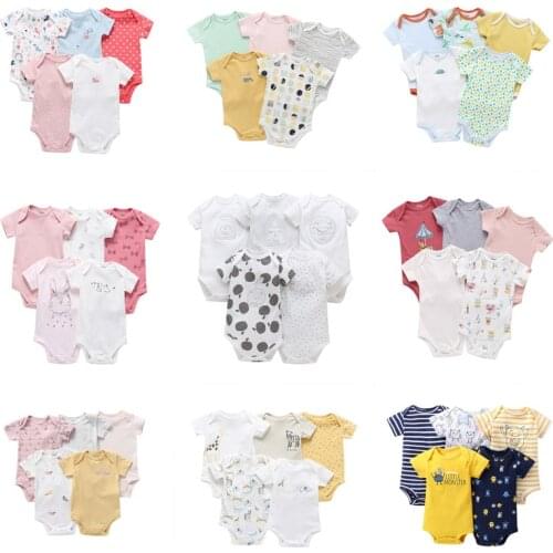 5pcs Baby Rompers 100% Cotton Lnfant Body Short Sleeve Clothing Baby Boy Girl Clothes Baby Bodysuit Jumpsuit Cartoon Printed