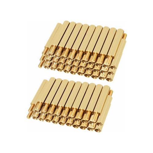 50pcs M3 19+6mm Female Male Thread Brass Hex Standoff Spacer Screws PCB Pillar