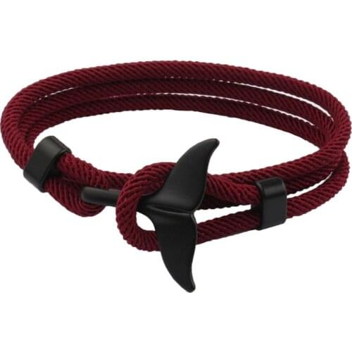 97QE Summer Handmade Whale Tail Viking Rope Bracelet Beach Surfing Wristband Jewelry