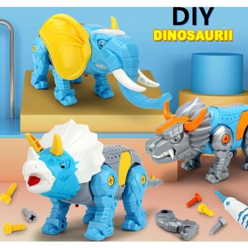 DIY Kids Dinosaur Assembling Toy Brilliant Lights Realistic Sound Effects Movable Joints Movable Joints Educational Toy For Baby