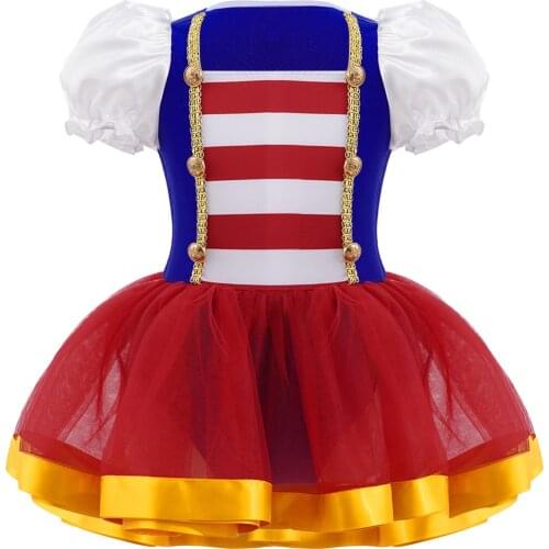Kids Girls Circus Ringmaster Costumes Puff Sleeves Mesh Tulle Tutu Dress Children Halloween Cosplay Carnival Party Dress Up