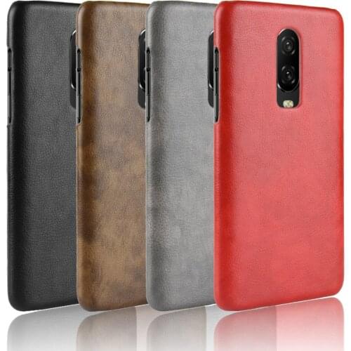 For Oneplus 6 Retro Litchi Leather Texture Hard PC Phone Case For One plus 6 Vintage case