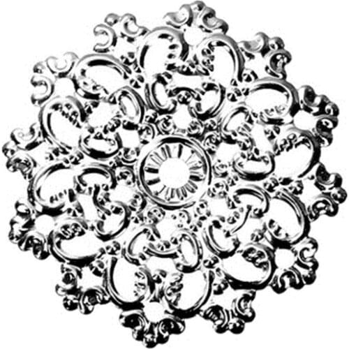 DoreenBeads Fashion Iron Based Alloy Connectors Round Silver Color Filigree Jewelry DIY Findings Charms 47mm x 47mm, 20 PCs