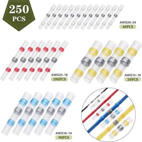 Dropship 50/250/300pcs Heat Shrink Butt Connectors Solder Seal Wire Automotive Insulated Waterproof Electrical Terminals