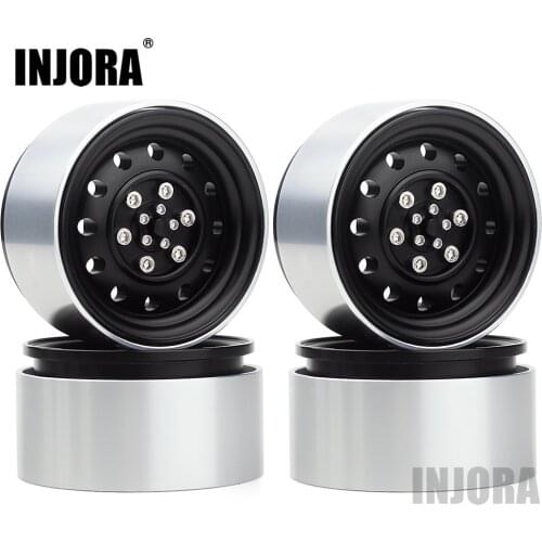 INJORA 4Pcs 1.9 Beadlock Aluminum Alloy Wheel Rim Hub for 1/10 RC Crawler Traxxas TRX4 TRX-4 Axial SCX10 90046 AXI03007