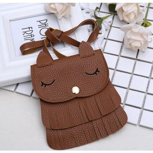 Cute Children Girls Tassel Small Cat Shoulder Messenger Bag Mini Coin Purses PU Leather Handbags Wallet NYZ Shop