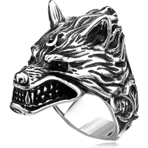 Fashion Men Ring Stainless Steel Wolf Rings Classic Animal Punk Rock Rings For Men Christmas Birthday Gift Jewelry