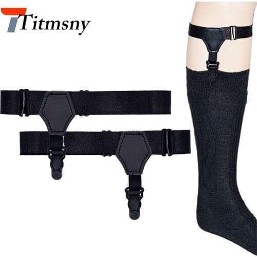 Black Mens Adjustable Suspensorio Suspenders Elastic Prevent socks from falling off Sock Garters for Men Accessories