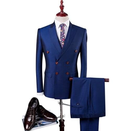 Mens Suit Mens Gentleman Slim Double Breasted Suit 3-Piece Suit Blazer Trousers Vest Mens Business Casual Formal Suit Dress