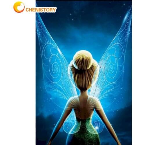 CHENISTORY Painting By Numbers Wings Elf On Canvas Adult Kit With Frame Acrylic Paint Pictures Home Decortion Coloring By Number