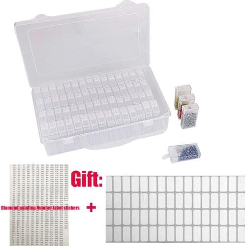 Diamond embroidery diamond painting tool kits 64 lattice, transparent plastic storage box, 64 Grid jewelry Drill Storage Box