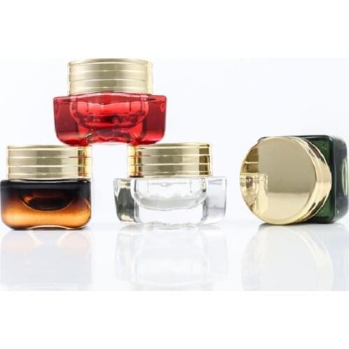 15G New Arrival Clear Cosmetic Glass Bottle Gold Lid Square Packaging Refillable Container Red Eye Cream Jars 10Pieces/Lot