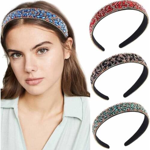 Haimeikang For Women Crystal Headbands Colorful Rhinestone Hair Band Girls Baroque Hair Hoop Shiny Luxury Hair Accessories