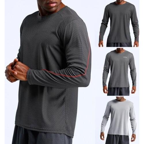 Autumn Sports Long Sleeve Mens Casual Quick-drying Clothes Fit Jogger Gyms Workout Outdoor Running Leisure Sports Top Sportwear