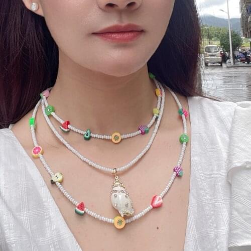 Sweet Fruit Shape Charm Necklace Delicate AAA White Glass Beads Stainless Steel 18K Gold Plated Anti-Rusting Necklace Jewelry