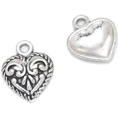 30pcs/lot Silver Color Heart Pattern Charms pendants Fitting DIY Charms Bracelet Necklace & Pendants Jewelry Making
