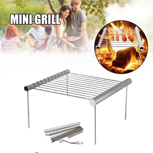 Portable Camping Grill Folding Mini Stainless Steel Barbeque Grill for Backpacking Backyards SCIE999