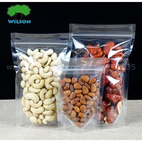 Size 9x13cm - 16x24cm) Clear Stand Up Zip Lock Bottom Gusset Bags High Transparent Plastic BOPP Packaging Bag Food Storage