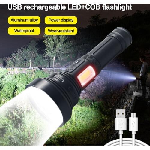 Super Bright 2021 White Laser Flashlight USB Charging Outdoor COB Flashlight Waterproof Torch Long Shot Camping Hand Light