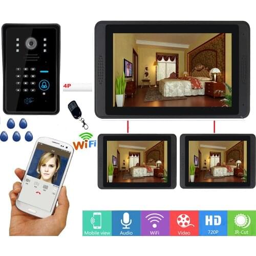 RFID Password Access Control Video Intercom 7 Inch Monitor Wifi Wireless Video Door Phone Doorbell Visual Intercom Camera System
