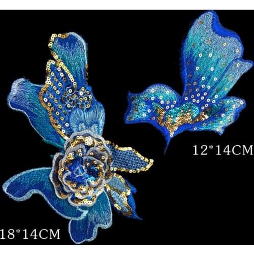 Embroidery Flower Lace Fabric Sequins Leaf Patch Clothes Decoration Applique Clothes DIY Accessories