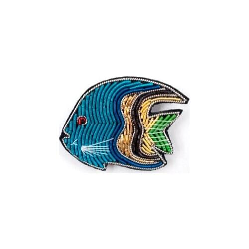 Embroidery india silk pin on patches for clothing brooch tropical fish badge designer patches for jeans parches bordados para