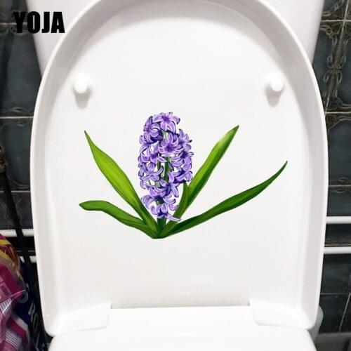 YOJA 23.6*14.4CM Hand Painted Purple Flower Fresh Toilet Sticker Home Living Room Wall Decor T1-0576