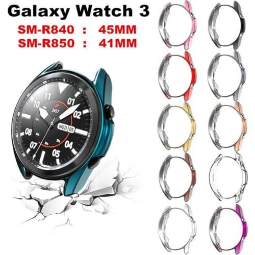TPU Soft Full Screen Glass Protector Edge Case Shell Frame For Samsung Watch3 Galaxy Watch 3 41mm/45mm Protective Bumper Cover