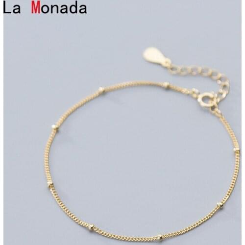 La Monada 925 Sterling Silver Beads Link Chain Bracelet For Women Fashion Jewelry Personality Bracelet Trendy Minimalist