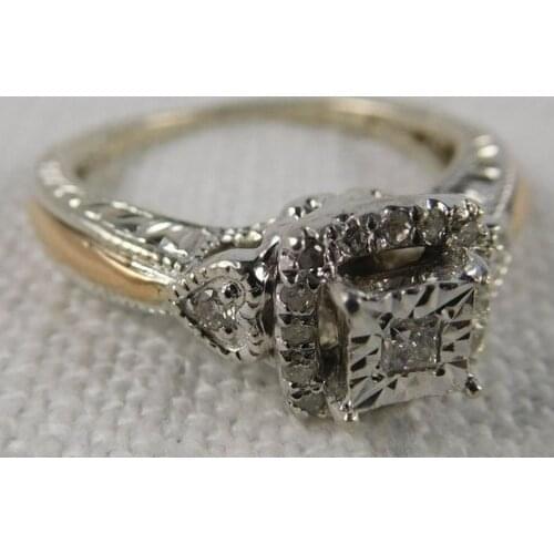 Vintage 925 Silver White Diamond Engagement Wedding Anniversary womens set ring size 6-10