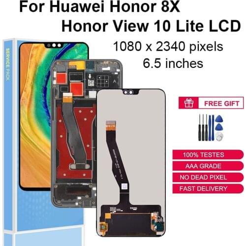 6.5" For Huawei Honor 8X LCD Display Touch Screen For View 10 Lite LCD Digitizer Replacement Parts JSN-L11 JSN-L21 With Frame