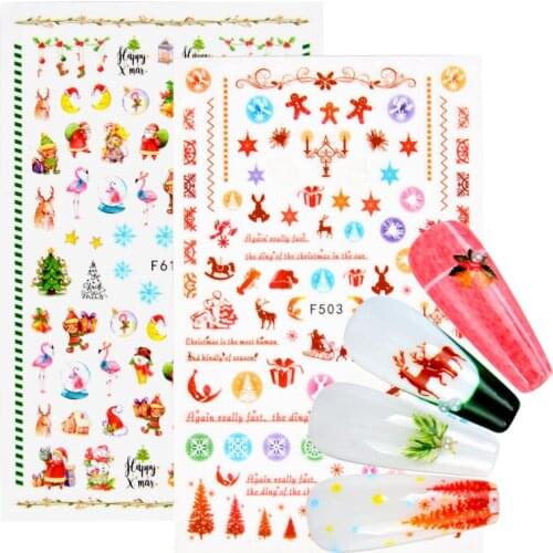 1 PC 3D Nail Slider Christmas Sticker Decals Christmas Tree Design Adhesive Manicure Tips Nail Art Decorations