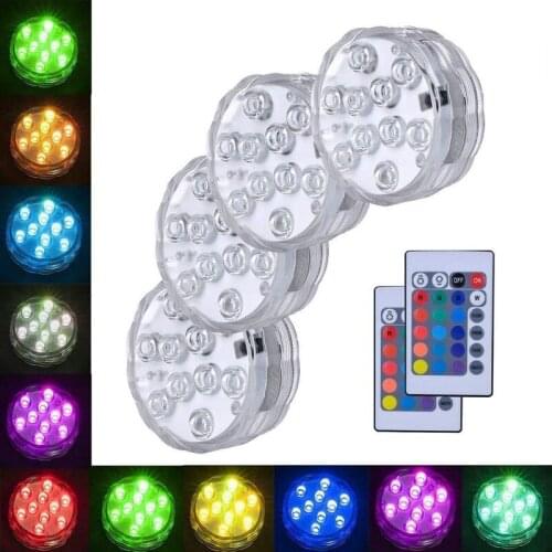 10 Pcs Led Submersible Waterproof Party Tea Light Multi Color Swimming Pool Vase Home Decor Remote Control Christmas