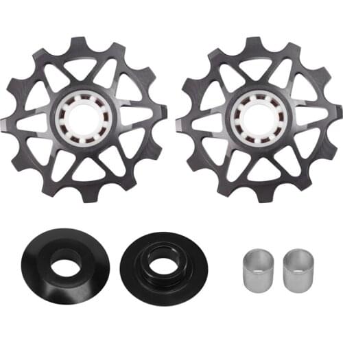 2Pcs 12T Bearing Bike Rear Derailleur Pulley Guide Pulley Roller Idler CNC Aluminum Alloy Guide Wheel