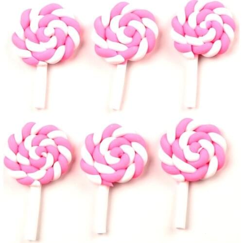 20pcs Resin Pink Lollipop Flatback Cabochon Jewelry Findings Scrapbooking For Jewelry Making Charms Pendants Accessories Diy