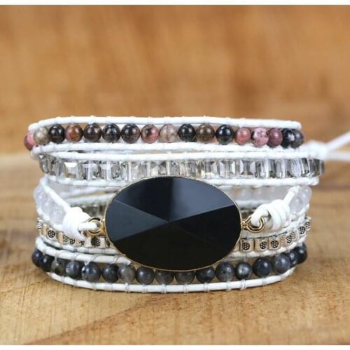 2021 high quality Mixed Natural Stones Onyx Charm yoga Wrap Bracelets Handmade energy friendship jewelry drop shipping