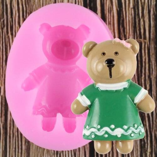 3D Cute Bear Silicone Mold Baby Birthday Party DIY Cake Decorating Tools Cookie Baking Fondant Chocolate Moulds
