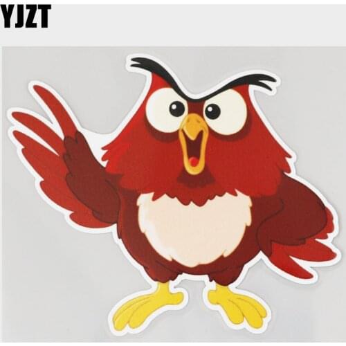 YJZT 13.4CM×11.2CM Car Sticker Cartoon Owl Waving Wings PVC Decal 11C-0333