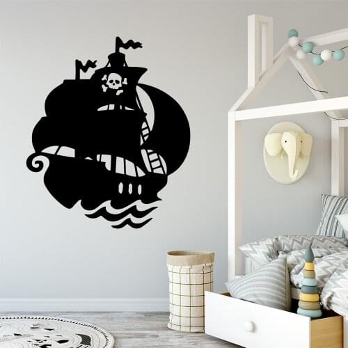 Free Shipping Pirate Ship Waterproof Wall Stickers Wall Art Decor For Living Room Kids Room Vinilo Pared