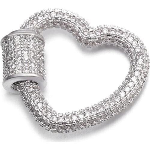 Shiny Dazzling Cubic Zirconia Pendant Accessory Heart-shaped Spiral Screw Clasps Diy Creation Necklace Bracelet Tool Parts