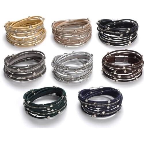 Fashion Unisex Leather Multi-layers Bracelet Charm Wrap Bracelets For Women Men Wristband Bracelets Bangle Jewelry Gifts