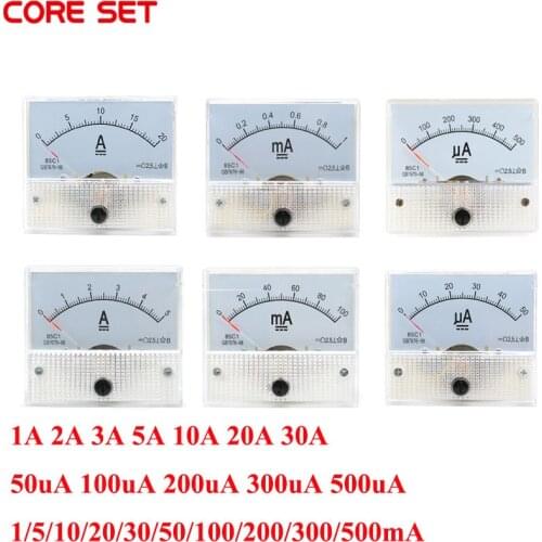 DC Analog Current Meter Panel 1A 3A 5A 10A 30A 10mA 50mA 100mA 500mA 50uA 100uA 200uA 500uA AMP Gauge Current Ammeters 85C1