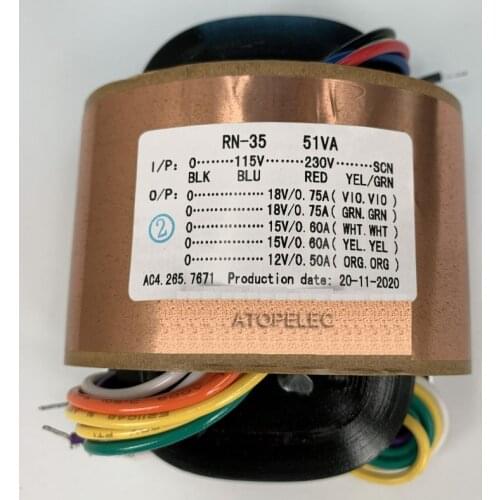 115V 230V 50W R-Core Shielded Transformer 18V+18V 15V+15V 12V for Audio Amplifier Preamps AMP DAC R Core