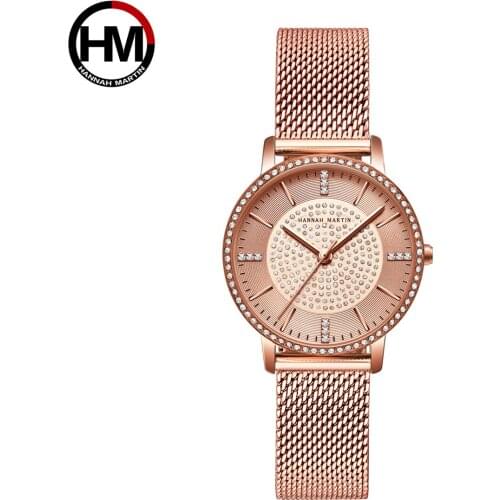 Hannah Martin HM-1074 Fashion Design Female Quartz watches Steel Strap Diamond Luxury Elegant Wristwatches Ladies