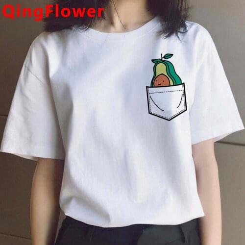 Kawaii Avocado Funny Cartoon T-shirt Women Cute Anime Streetwear Tshirt Summer Casual Graphic T Shirt Korea Style Top Tee Female