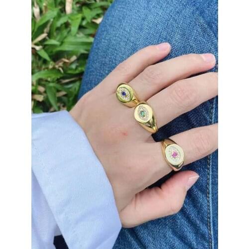 2pcs Eyes CZ Zircon Micro Pave Finger Ring gold plated Adjustable Women Ring jewelry Hand ring